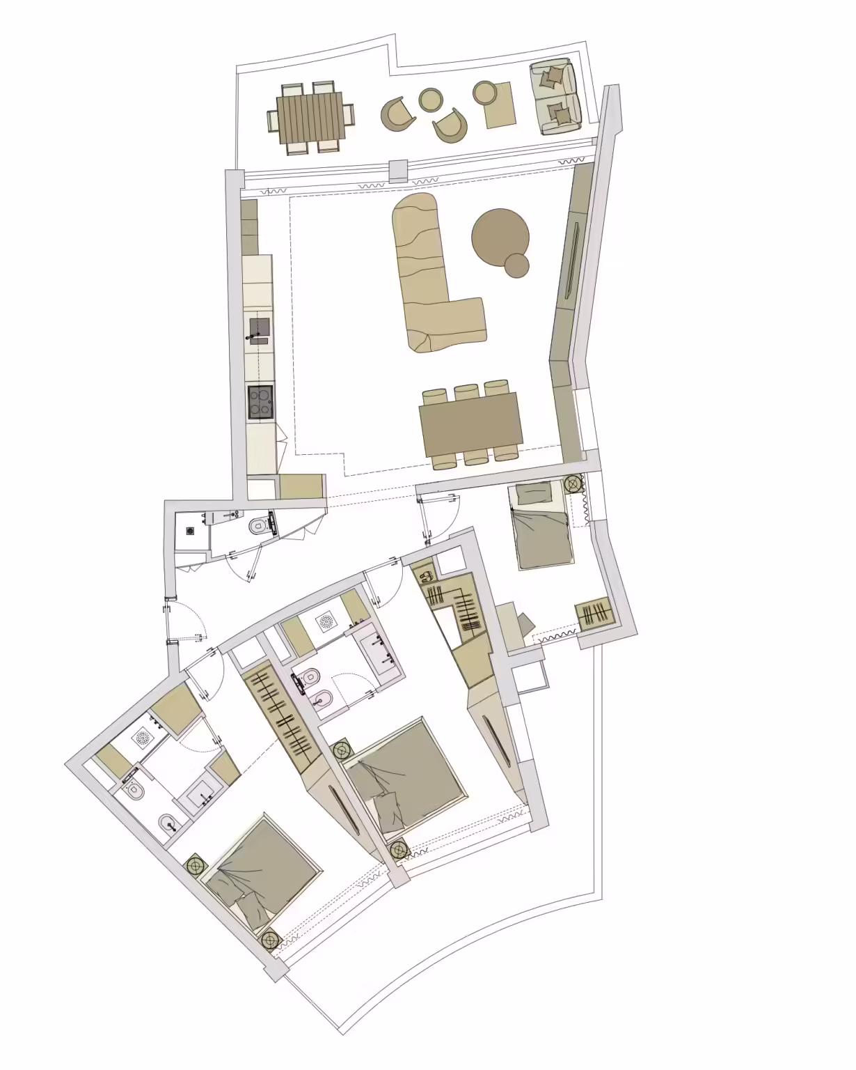 Layout plan of the apartment at L'Annonciade